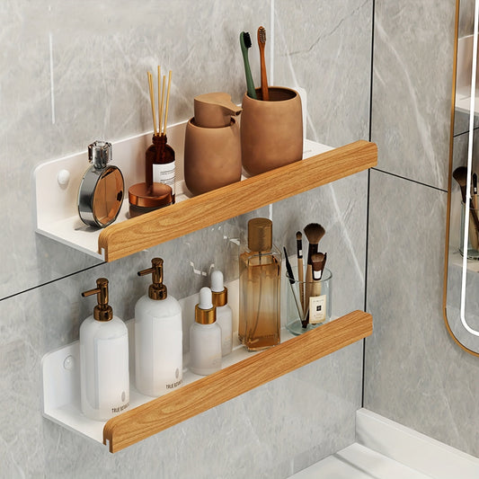 Wandplank Badkamer zonder Boren met Houten Rand