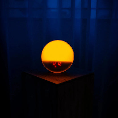 Wekker met Zonsopgang Simulatie en Dimbaar Display Ronde Tafellamp