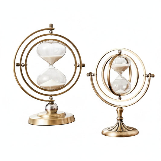 Zandloper Decoratie Vintage met Draaibaar Metalen Frame