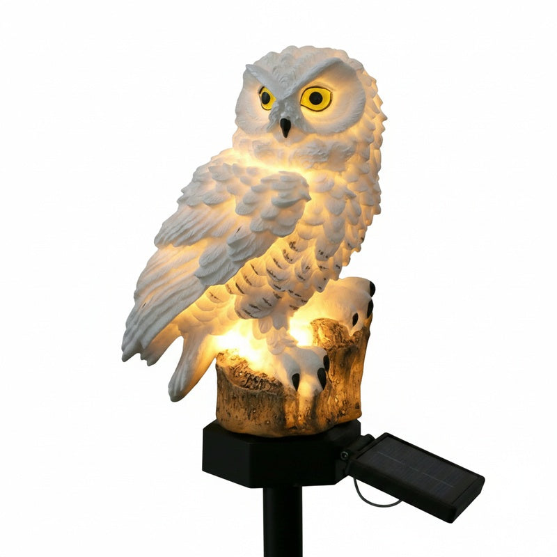 Zonne-energie Tuinlamp Uil op Paal met Warm Licht en Automatische Bediening