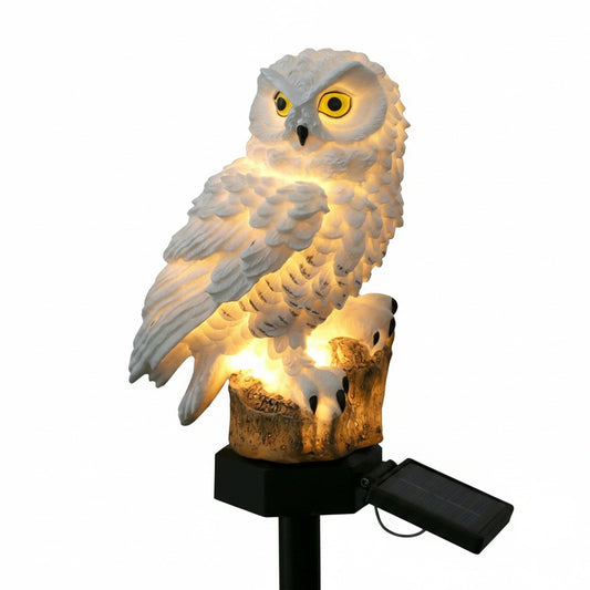 Zonne-energie Tuinlamp Uil op Paal met Warm Licht en Automatische Bediening