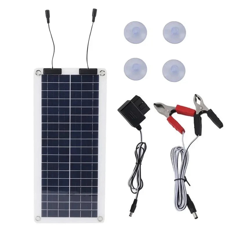 Zonnepaneel Oplader voor Auto, Camper en Boot met Zuignappen en Regelaar