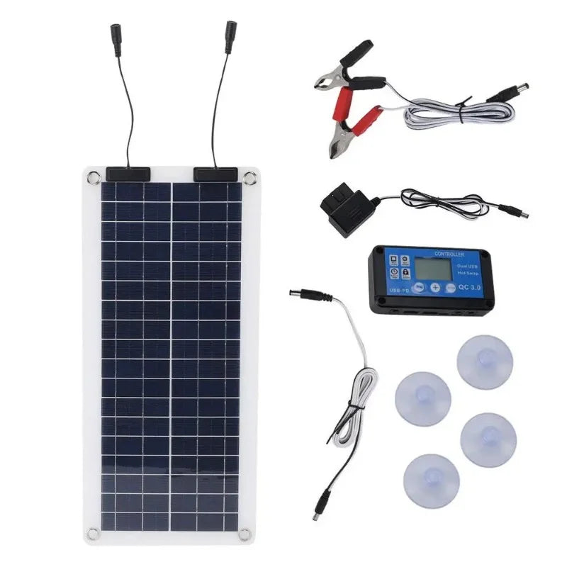 Zonnepaneel Oplader voor Auto, Camper en Boot met Zuignappen en Regelaar ##POS:8##