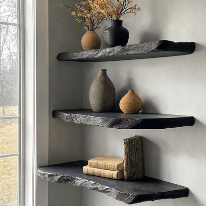 Zwevende Wandplank met Live Edge en Onzichtbare Bevestiging