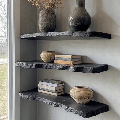 Zwevende Wandplank met Live Edge en Onzichtbare Bevestiging