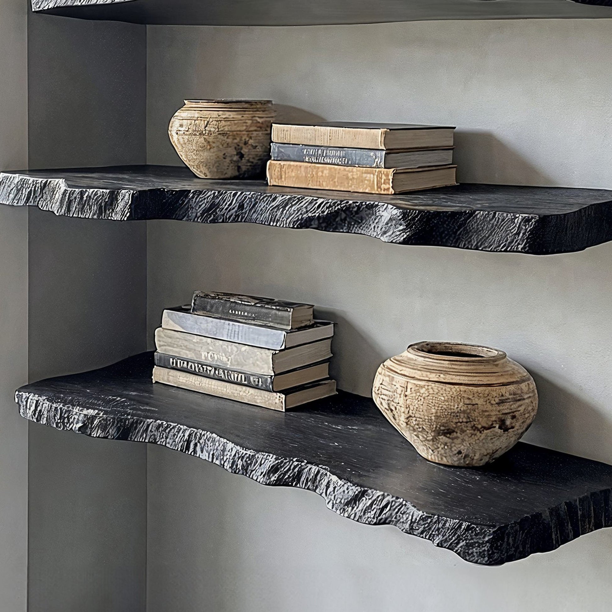 Zwevende Wandplank met Live Edge en Onzichtbare Bevestiging